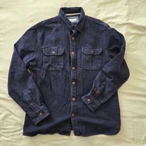 Ace Rivington Flannel Button Down Utility Shirt In Blue Size Large